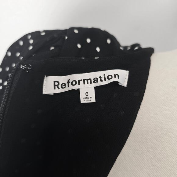 Reformation Terri Polka Dot Black and White Mini Dress Sz 6 - Picture 9 of 11